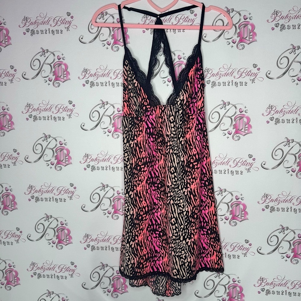 La senza dress zebra print ombré pink black orange Pink and Black Lace Chemise